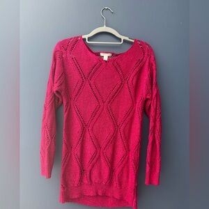 New York & Company Fuchsia Crew Neck Sweater